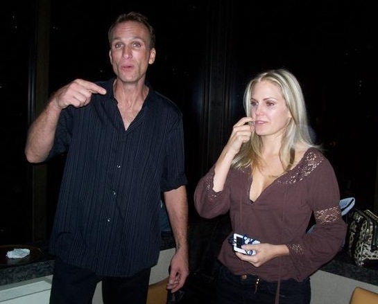 candid0280.jpg - Terri with Peter Greene on the set of "Once More"
