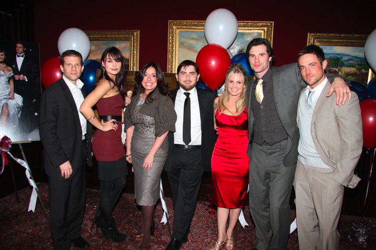 candid0313.JPG - Terri with Austin Peck (Brad, ATWT), Dylan Bruce (Chris, ATWT) and Ewa da Cruz (Vienna, ATWT) and others at the CBS Watch! Magazine reception in January 2009 (Photo by Steven Bergman) (Thanks to 'Julie Pinson Online' for this picture)