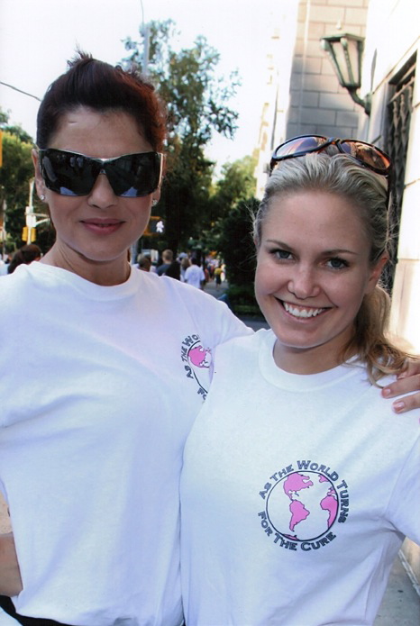 candid0337.jpg - Terri with Julie Pinson (Janet, ATWT) at the Komen New York City Race for the Cure event on September 13, 2009 (Photo by Steven Bergman)