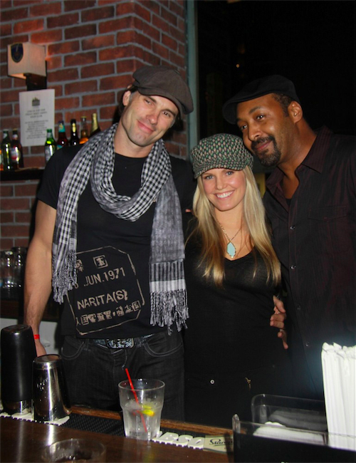 candid0614.jpg - Terri with Austin Peck and Jesse L. Martin at the Stockings with Care 2011 Holiday Drive - Celebrity Bartending Event on November 16, 2011 at the Hudson Station Bar & Grill in New York City
