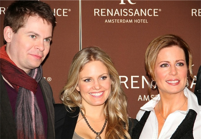 candid0632.jpg - Terri with Trent Dawson and Martha Byrne at the Renaissance Hotel in Amsterdam on February 17, 2012