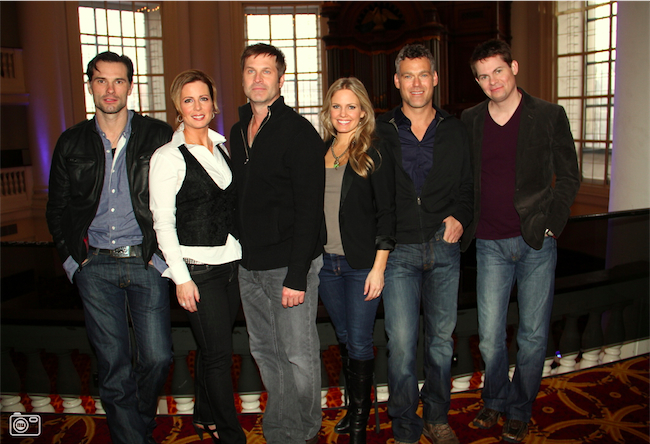 candid0633.jpg - Terri with Austin Peck, Martha Byrne, Jon Hensley, Grayson McCouch and Trent Dawson at the Renaissance Hotel in Amsterdam on February 17, 2012
